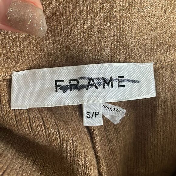 Frame rib cotton blend flare pants in café au lait small nwot - Picture 5 of 15